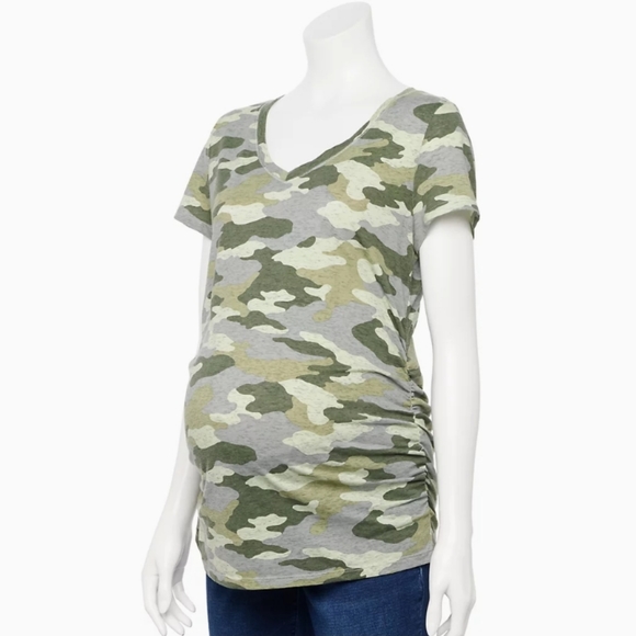 CAMO THE BUMP Maternity Side Ruched Vneck Tee - Picture 8 of 8